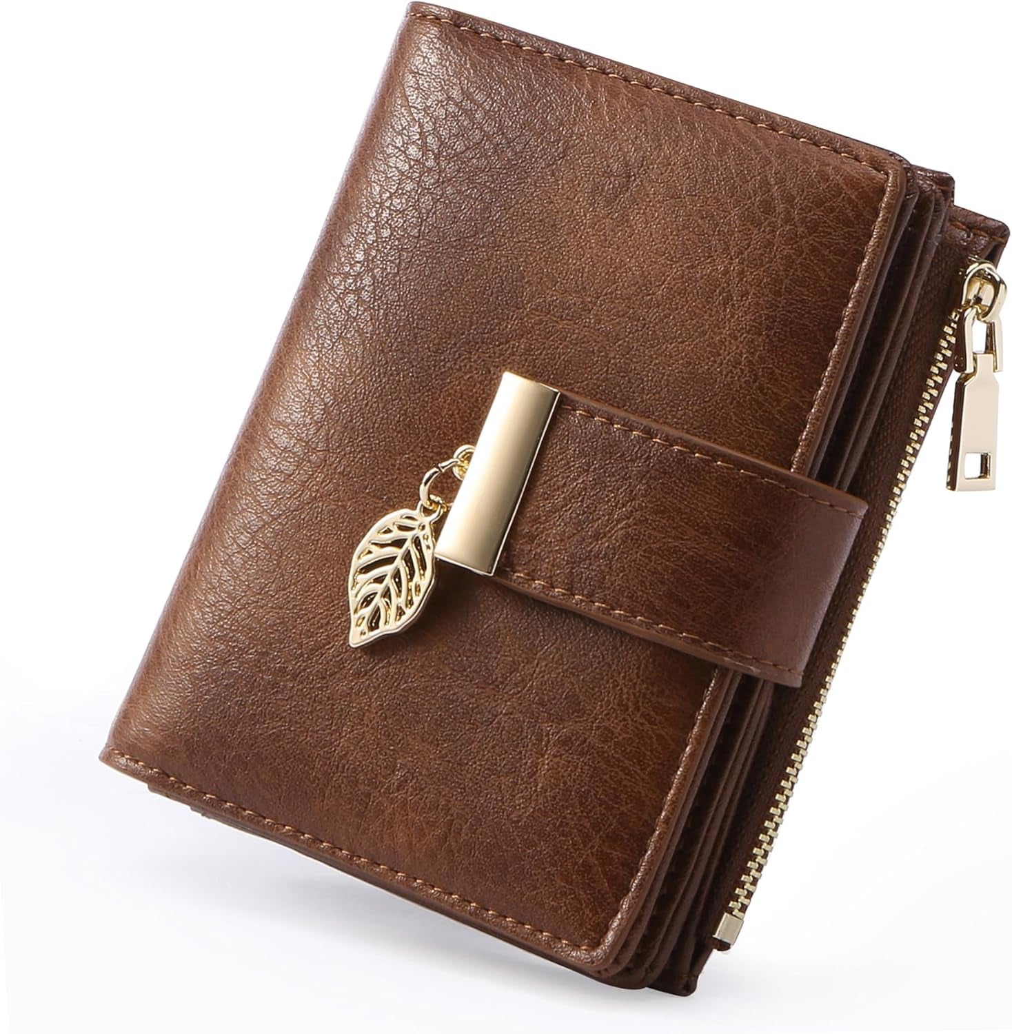 Small Wallet Women RFID Blocking Leather Bifold Wallet Credit Card Holder for Women Ladies Compact Wallet Mini Purse with Zipper Pocket