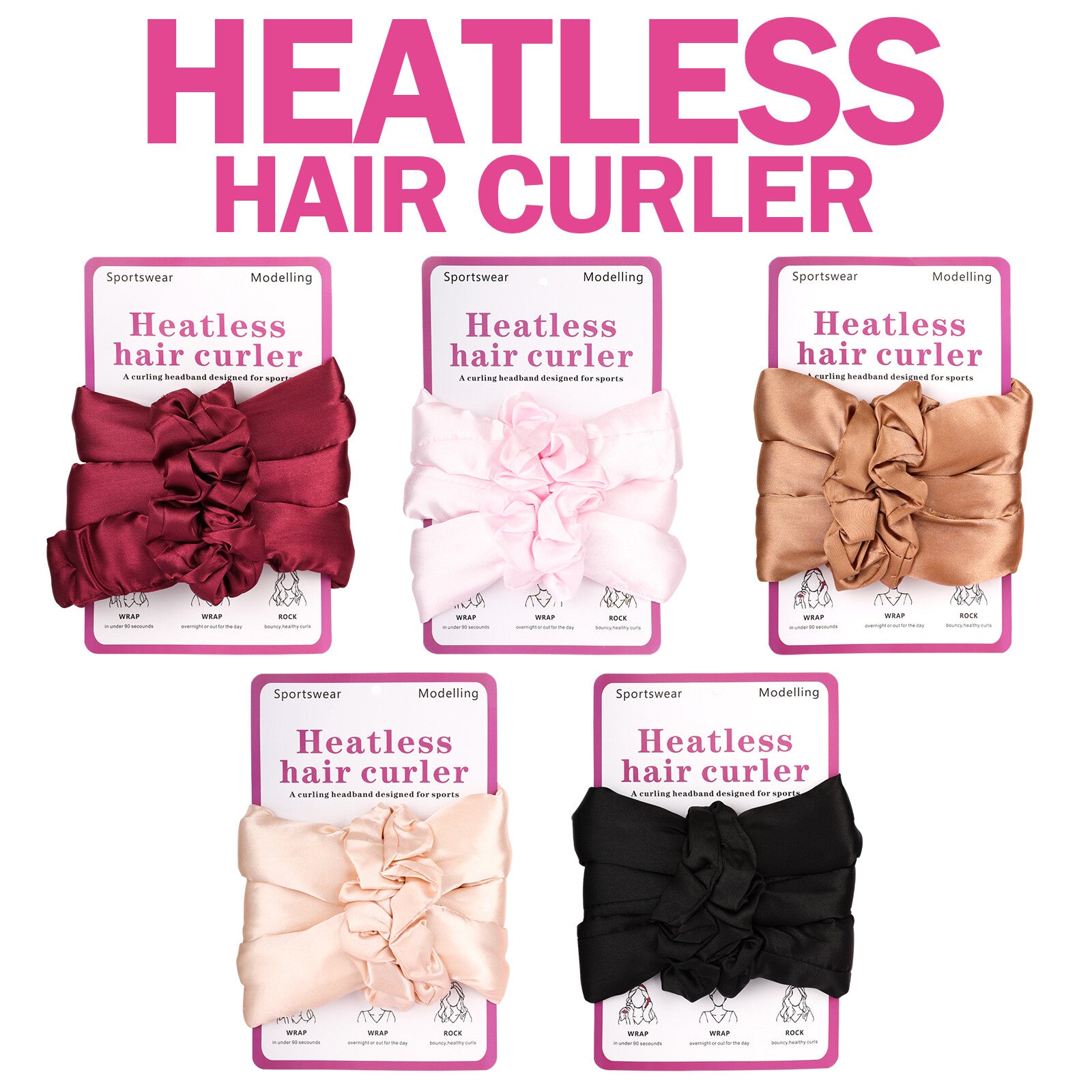Heatless Curling Headband with Scrunchies Overnight Hair Curlers for Long Hair