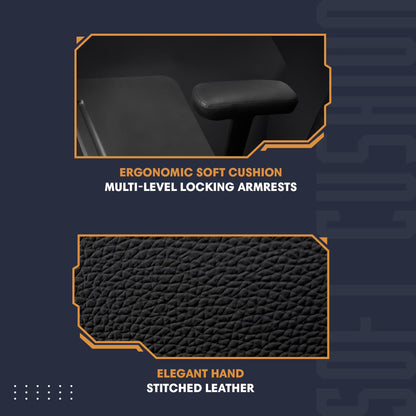 Adult Plush Hand Stitched Leather Ergonomic Gaming Chairs with Laptop Tray Desk Chair, Black