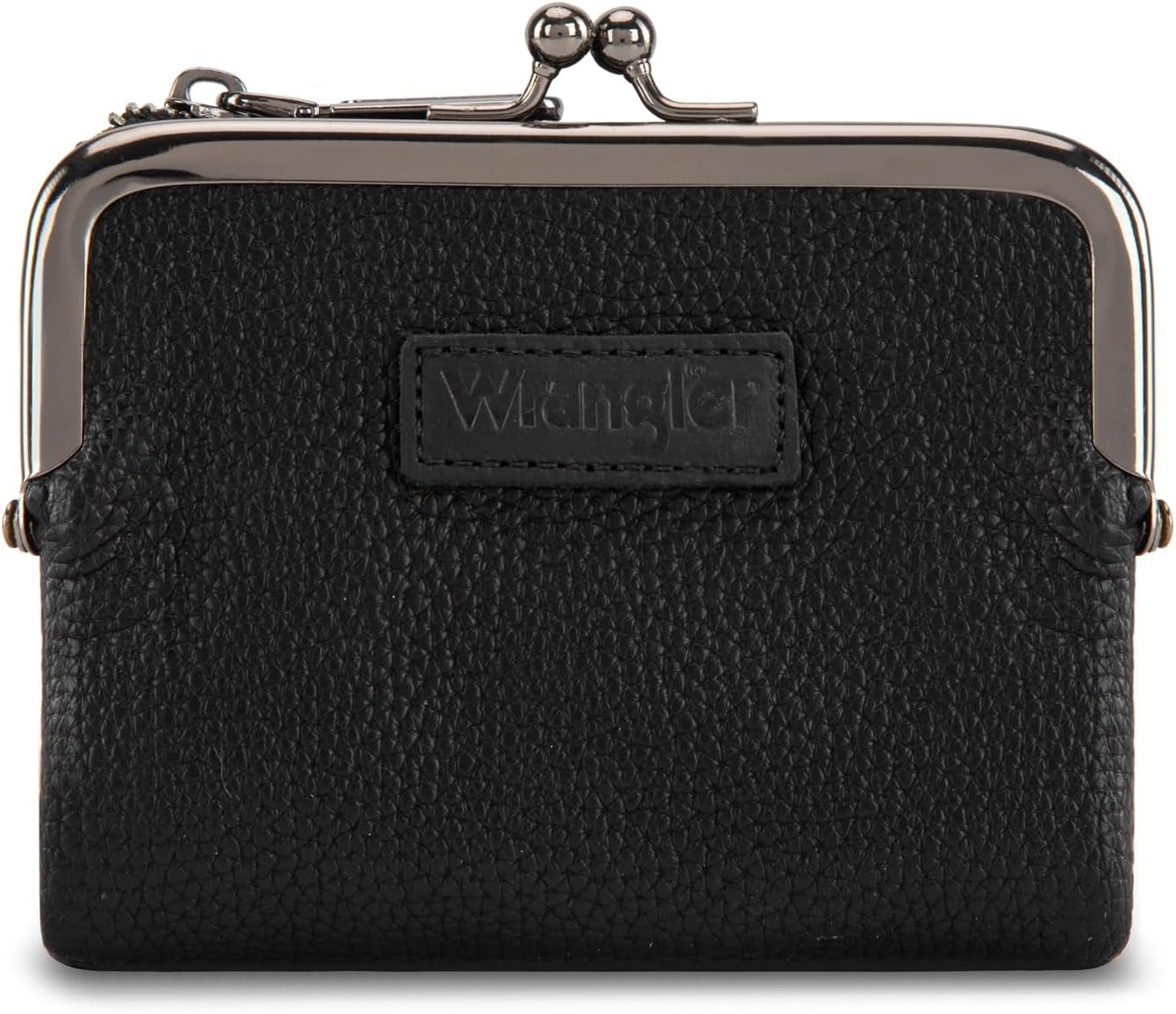Wrangler Women'S Wallet RFID Blocking Wallets Small Bifold Credit Card Holder with Kiss Clasp Black