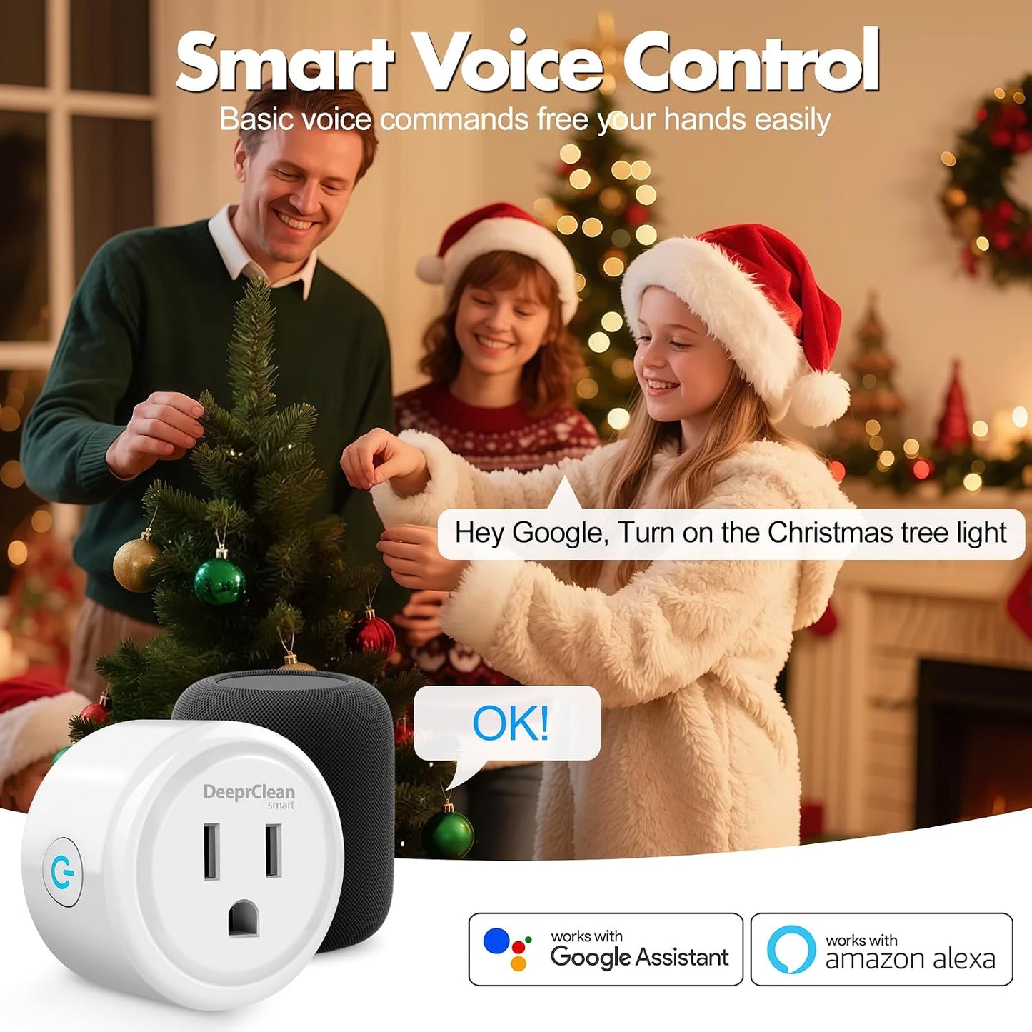 Mini Smart Plugs That Work with Alexa, Wifi Socket Compatible with Google Assistant, App Controlled Outlet with Timer & Schedule, 2.4Ghz Wi-Fi Only Wireless Plugs Outlet for Smart Home Life