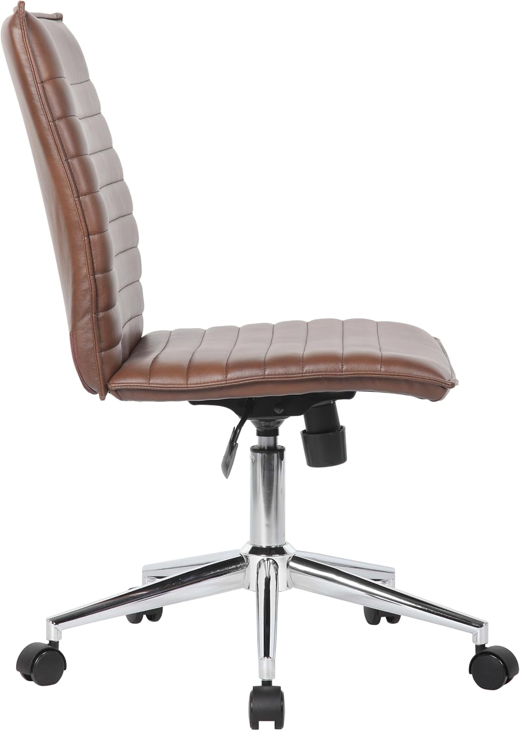 Modern Vinyl Armless Hospitality Office Chair, Brown