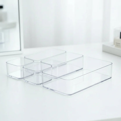 Acrylic Clear Drawer Organizer Set | Cosmetic Storage Box for Vanity, Desk & Office