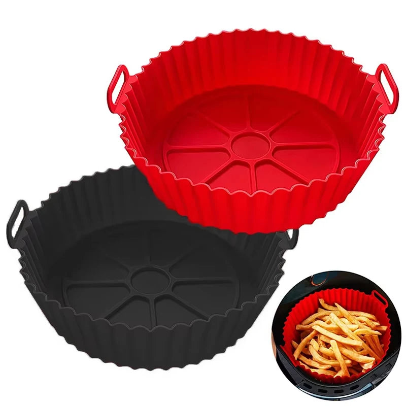 Air Fryer Silicone Liners Air Fryer Silicone Pot Reusable Silicone Air Fryer Liners Food Safe Non Stick Air-Fryer Accessories