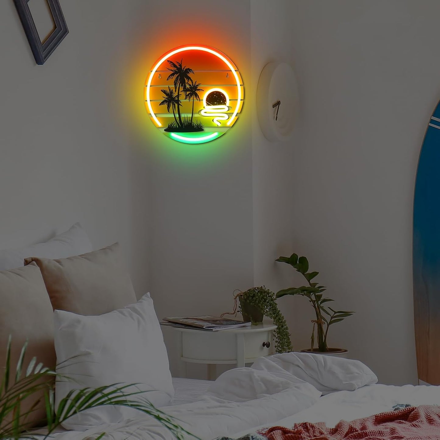 Palm Tree Sunset Neon Sign Neon Light for Wall Decor 11.8 Inch Neon Tropical Sig
