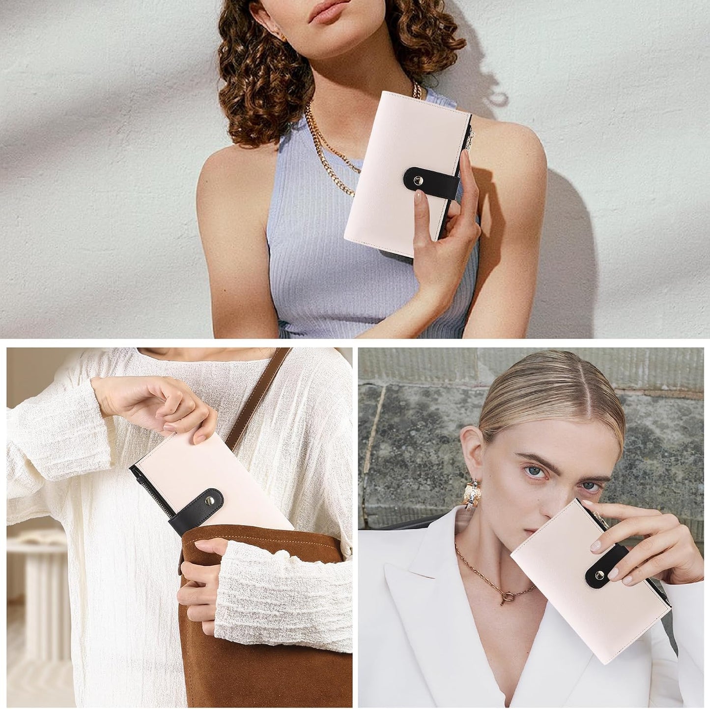 Wallet Women RFID Blocking Multi Cards Wallet Credit Card Holder for Women Large Capacity Lady Leather Trifold Travel Wallet with Pen Holder