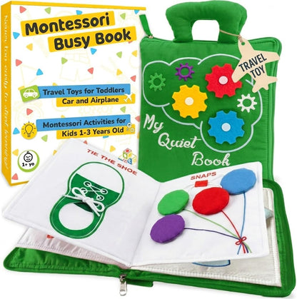 Plane Toys for Toddlers 1-3, Long Flight Must Haves, Quiet Busy Book for 1 Year Old, Airplane Toddler Travel Toys, No Noise Activity Book, All Parts Attached, Gift for Girls & Boys
