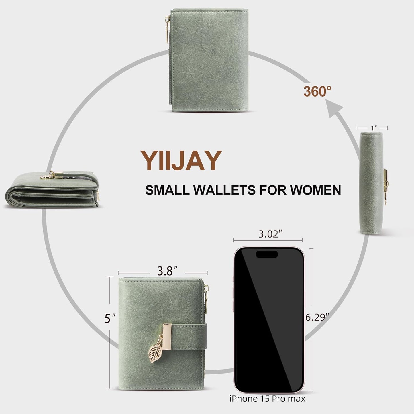 Small Wallet Women RFID Blocking Leather Bifold Wallet Credit Card Holder for Women Ladies Compact Wallet Mini Purse with Zipper Pocket