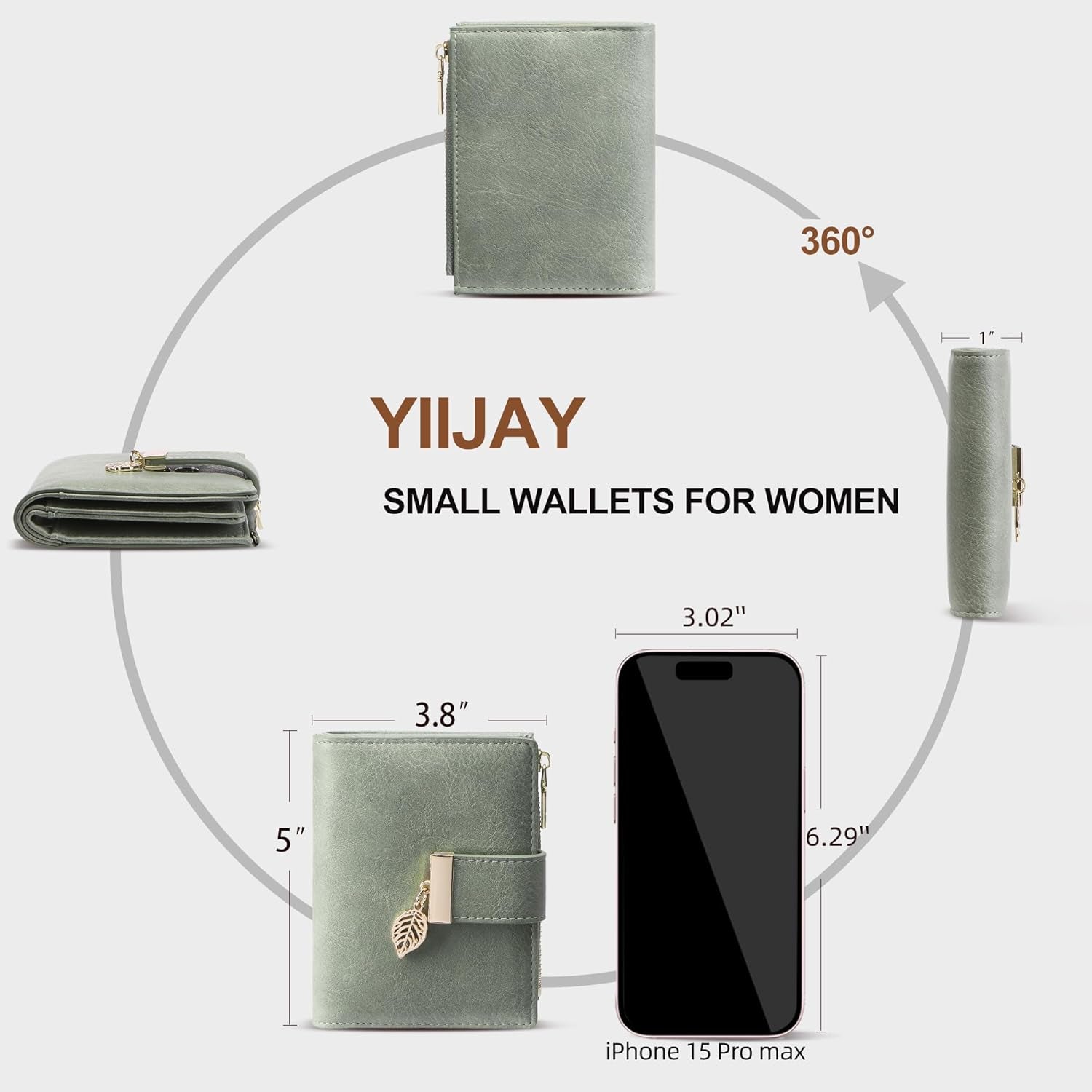 Small Wallet Women RFID Blocking Leather Bifold Wallet Credit Card Holder for Women Ladies Compact Wallet Mini Purse with Zipper Pocket