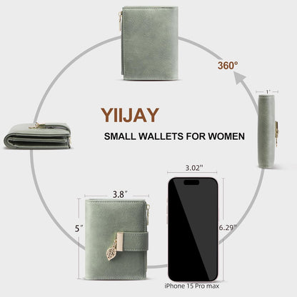 Small Wallet Women RFID Blocking Leather Bifold Wallet Credit Card Holder for Women Ladies Compact Wallet Mini Purse with Zipper Pocket