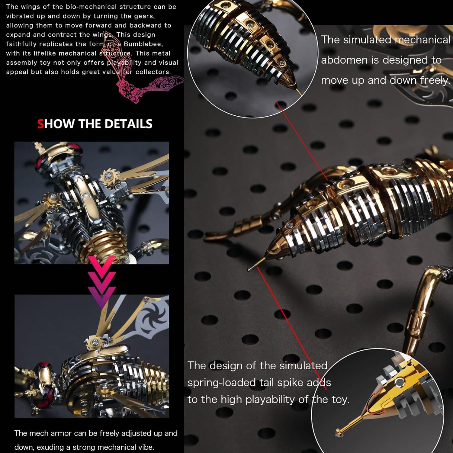 3D Metal Puzzles for Adults Mechanical Wasp Model Kits Building Blocks the Northern Giant Hornet Difficult DIY Assembly for Men