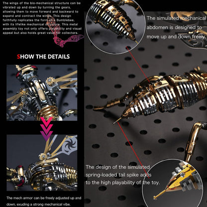3D Metal Puzzles for Adults Mechanical Wasp Model Kits Building Blocks the Northern Giant Hornet Difficult DIY Assembly for Men