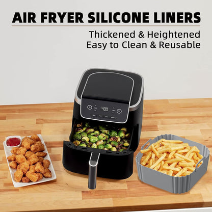 Silicone Air Fryer Liners for Ninja Pro XL AF141 AF140 AF181 Af180,2Pack 8.8Inch Square Airfryer Silicone Liners Reusable Basket for Cosori,Chefman,Instant Pot,Philips,Other 5-8QT Air Fryer