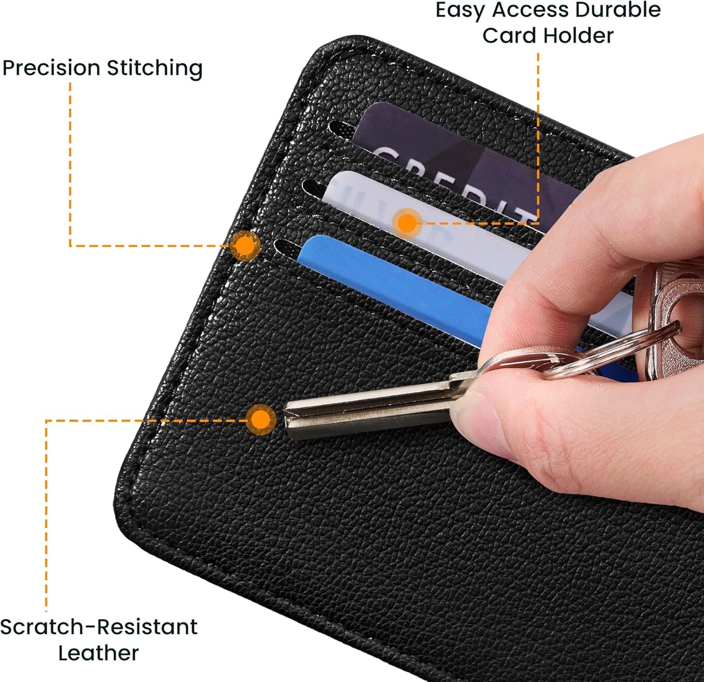 Credit Card Holder for Women Minimalist Wallet, RFID Blocking Wallets Card Cases, Small Wallets with ID Window for Women Men, Black