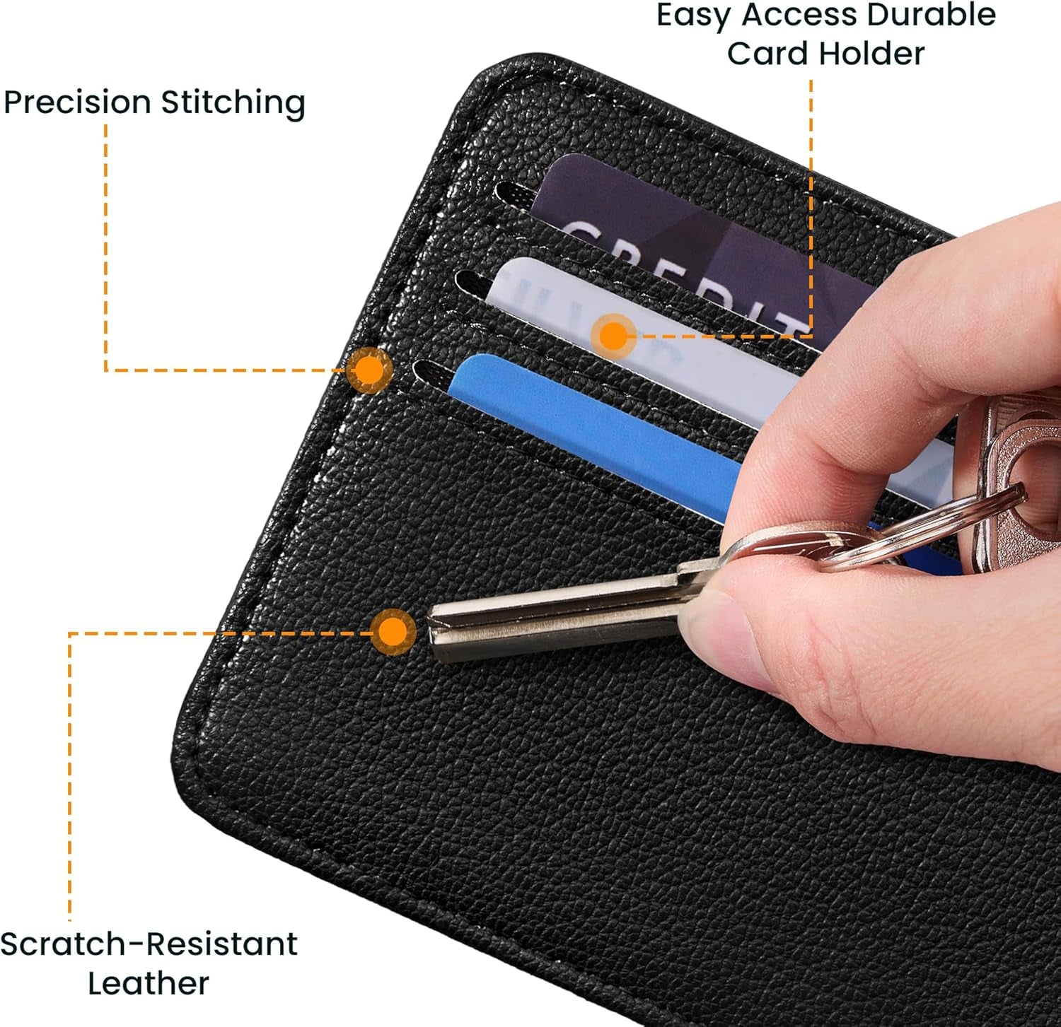 Credit Card Holder for Women Minimalist Wallet, RFID Blocking Wallets Card Cases, Small Wallets with ID Window for Women Men, Black