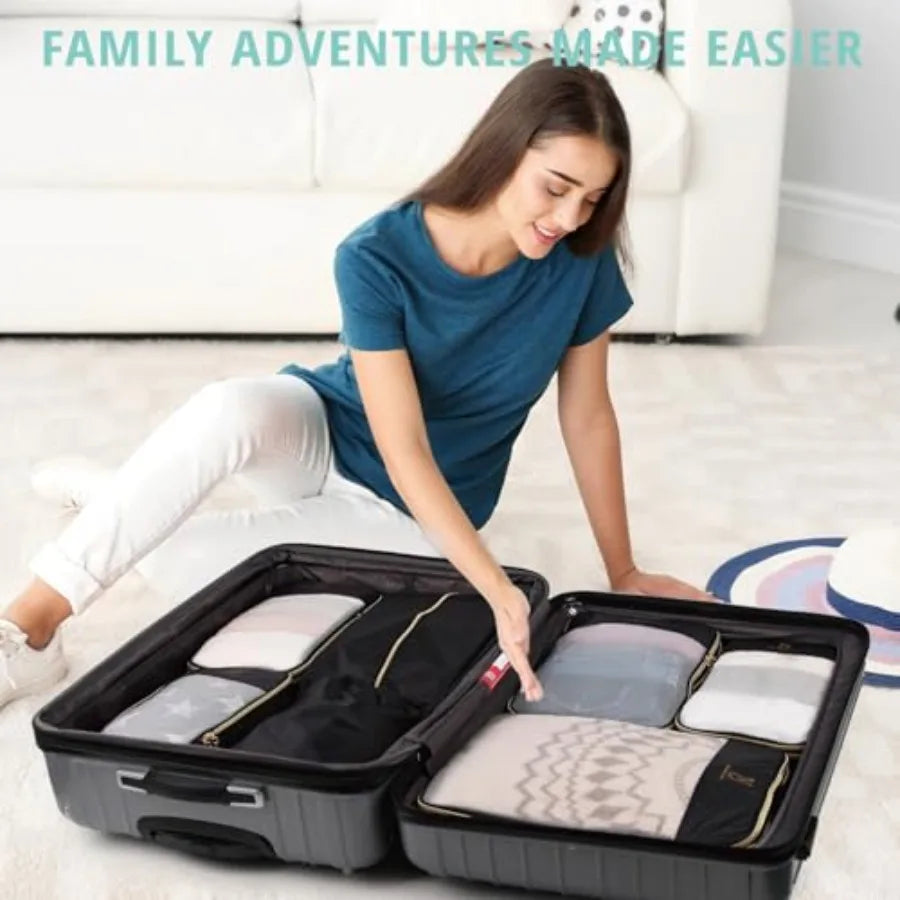 See through Expandable Compression Packing Cubes Mesh Travel Packing Cubes for Suitcases Lightweight Organizers Bag Set for Tra