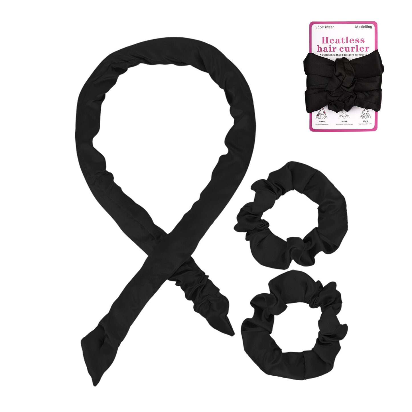 Heatless Curling Headband with Scrunchies Overnight Hair Curlers for Long Hair