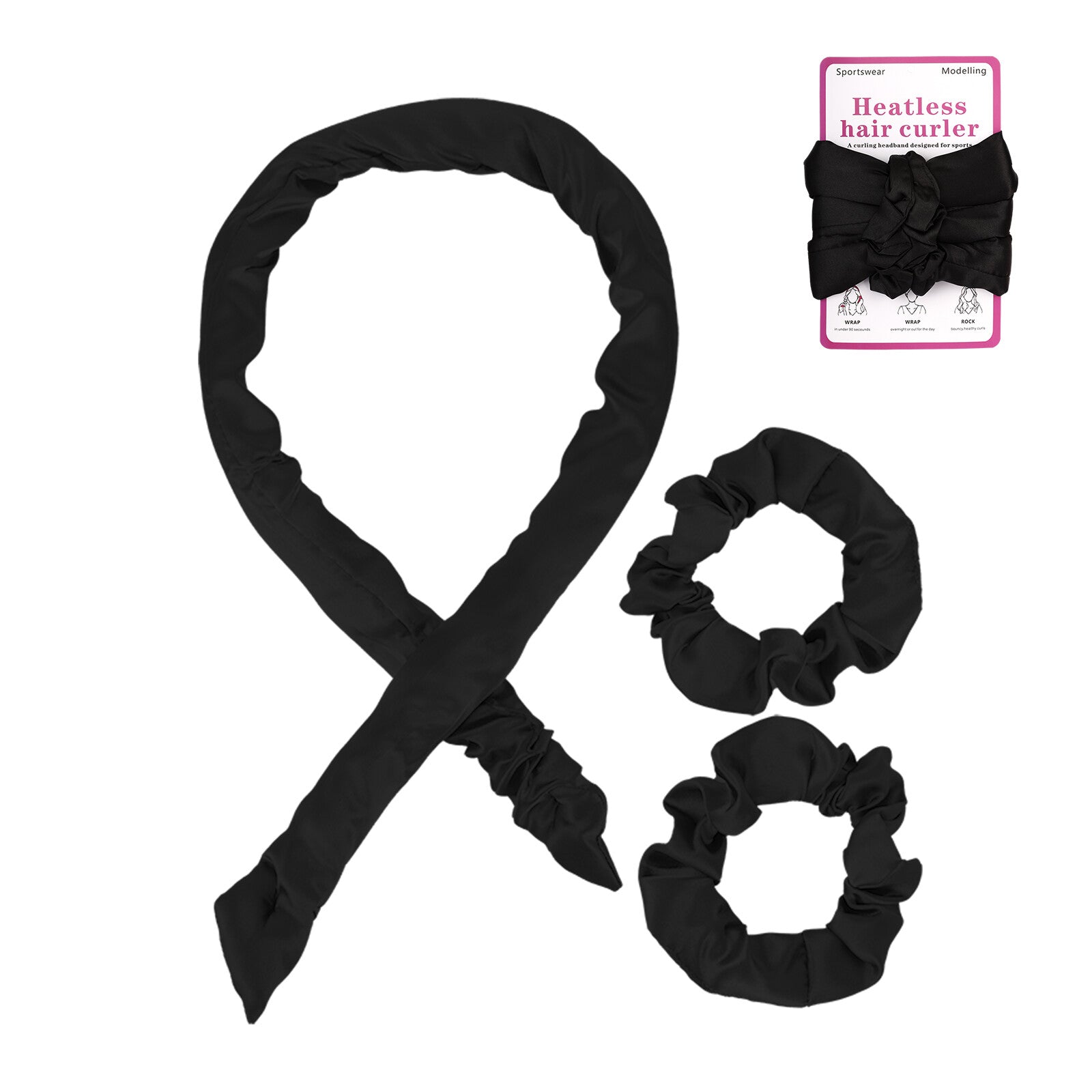 Heatless Curling Headband with Scrunchies Overnight Hair Curlers for Long Hair