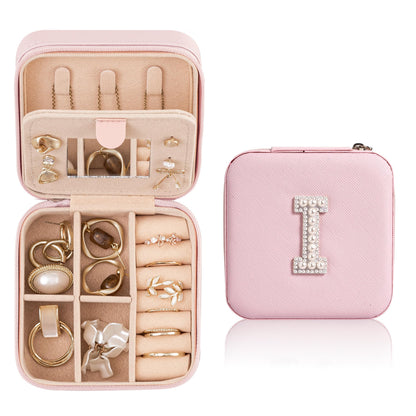 HBselect Travel Jewelry Case Jewelry Box Jewelry Organizer Initial Small Jewelry Boxes for Women Travel Jewelry Box Ring Holder Earring Holder Beach Travel Vacation Essentials