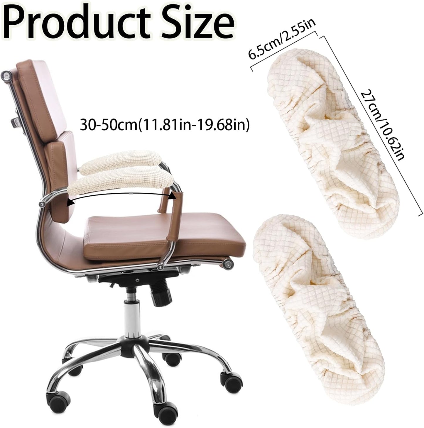 Office Chair Armrest Covers, 2Pcs Office Removable Arm Rest Covering, Elastic Chair Armrest Covers, Office Seat Hand Rest Protector, Arm Covers Protectors for Office Chair(Beige)