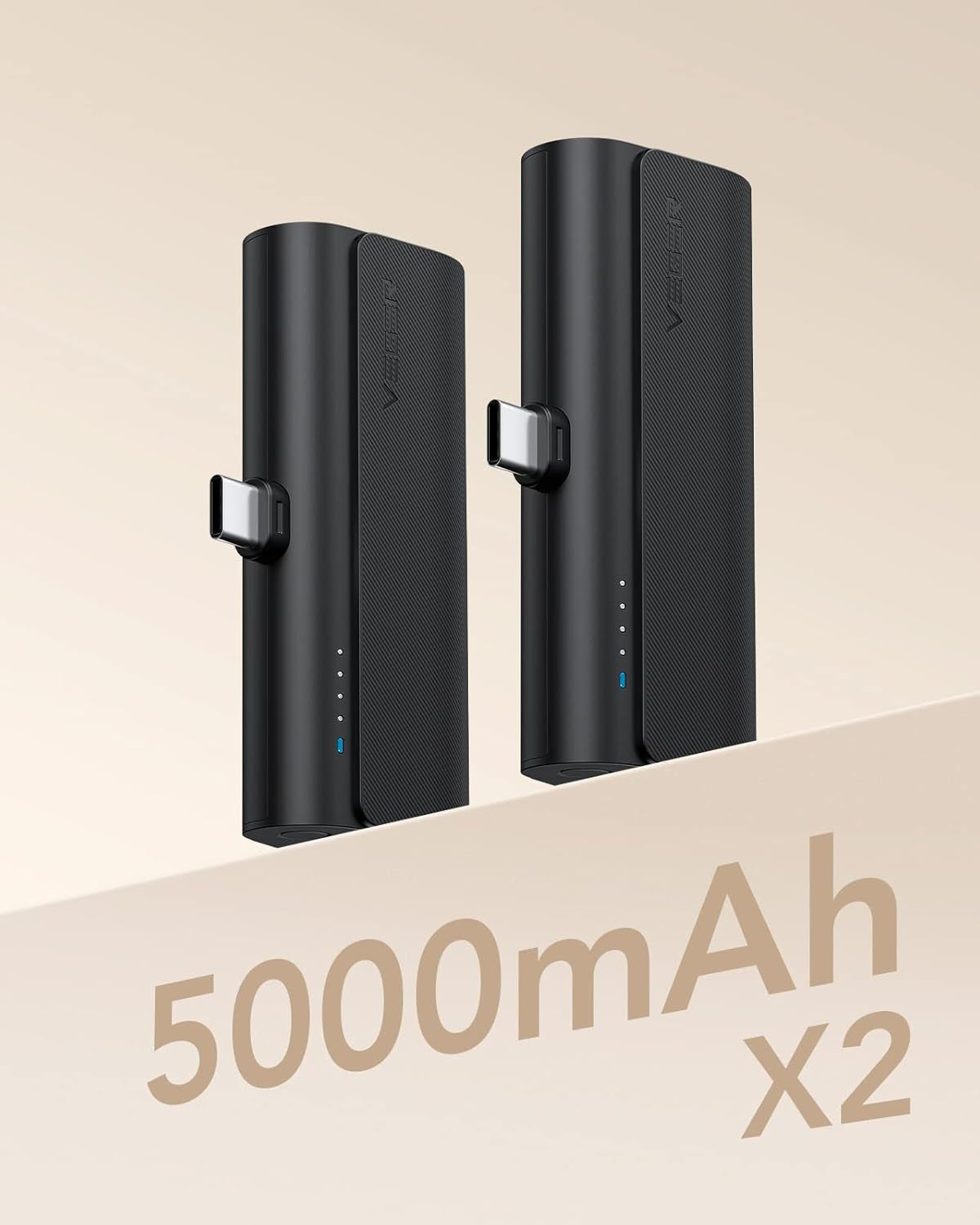 2 Packs of Small USB C Portable Chargers, 5000Mah Power Bank Fast Charge Travel Essentials Battery Pack Compatible for Iphone 17/Air/17 Pro/17 Pro Max, Samsung Galaxy S25/S24/Android