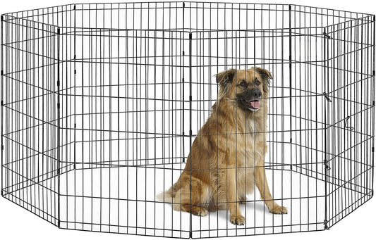 by Midwest Homes for Pets 36-Inch Exercise Pen, for Indoor and Outdoor Use, 16 Sq Feet of Play, Folding Dog Pen, No Door Design for Maximum Security, Easy to Set Up, Foldable Pet Playpen