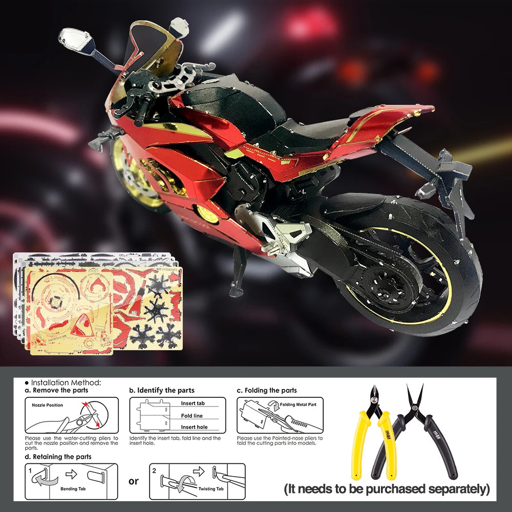 3D Metal Puzzles Gifts Motorcycle III Assembly Model Kits DIY Toys for Teens Jigsaw 218Pcs