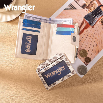 X Wrangler Womens Wallet, Small RFID Blocking Wallets Bifold Leopard Print Compact Wallets with Removable ID Window