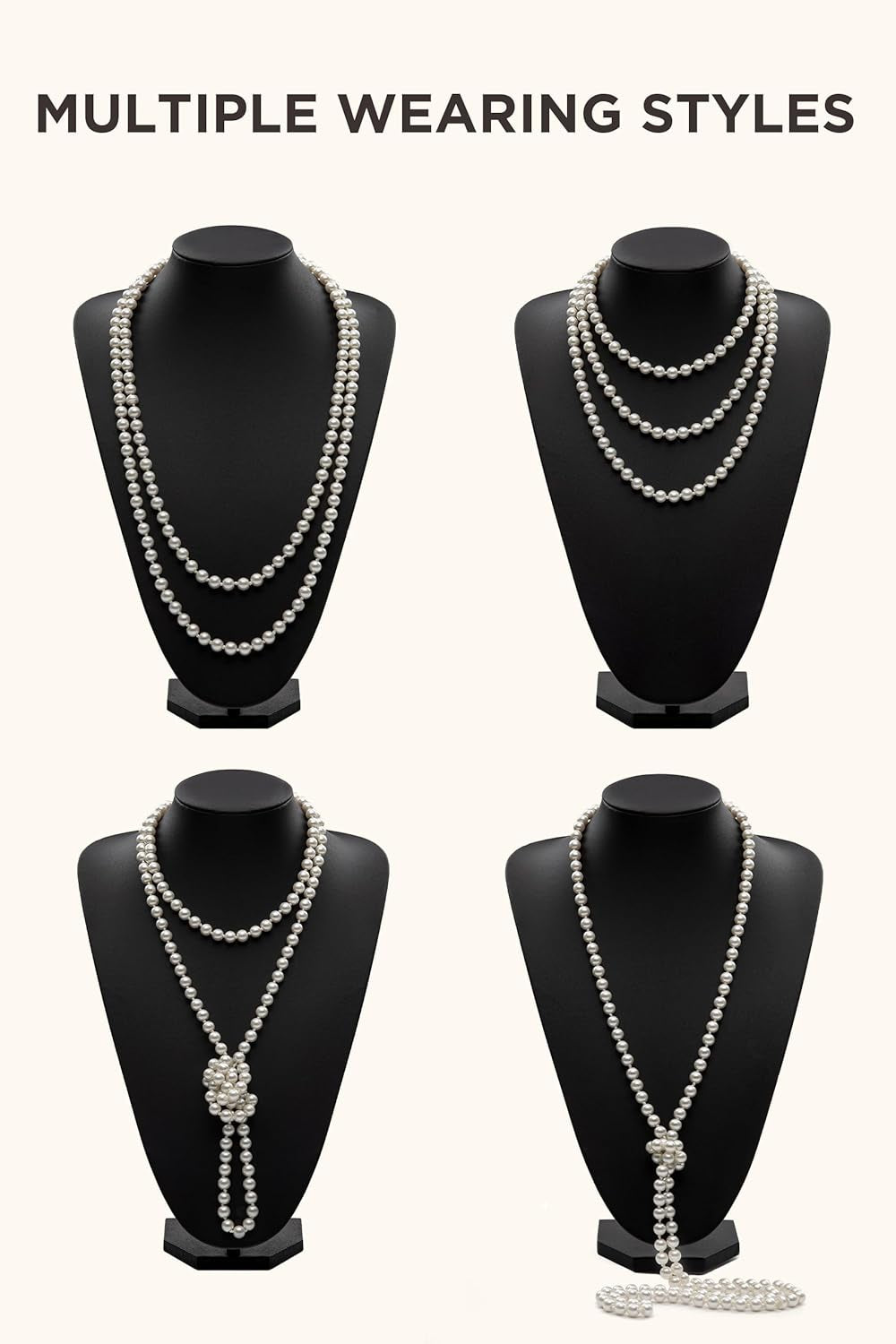 1920S Flapper Accessories Great Gatsby Costume Accessories 20S Flapper Headband Pearl Necklace Gloves Plastic Holder