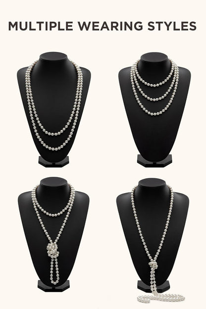 1920S Flapper Accessories Great Gatsby Costume Accessories 20S Flapper Headband Pearl Necklace Gloves Plastic Holder