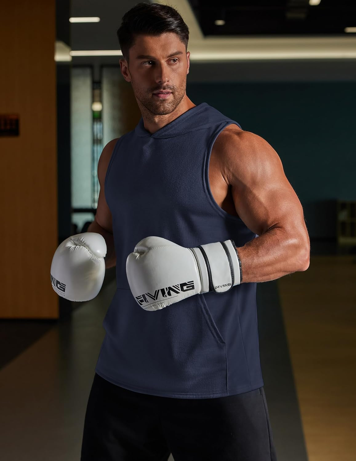 Men'S 2 Pack Workout Hooded Tank Tops Bodybuilding Muscle Cut off T Shirt Sleeveless Gym Hoodies