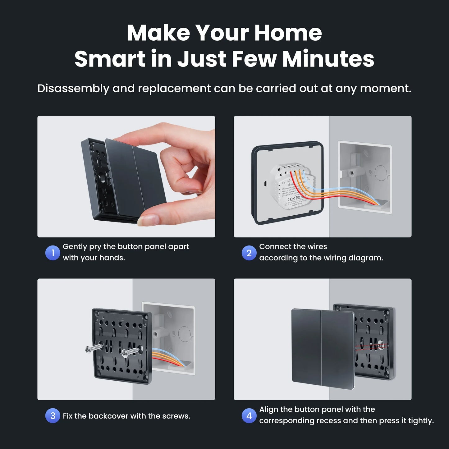 Tuya Smart Zigbee Wall Switch Wifi Smart Button Light Switch 1/2/3/4 Gang No Capacitor Needed Works with Alexa Hey Google
