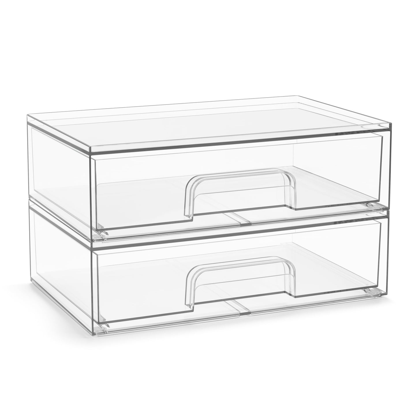 Sorbus Acrylic Storage Containers - 2 Pack Stackable Storage Bins Set for Bathroom Organization - Clear Acrylic Drawer Organizers - Makeup Case Pull-Out Drawers (12.1’’ Wide)