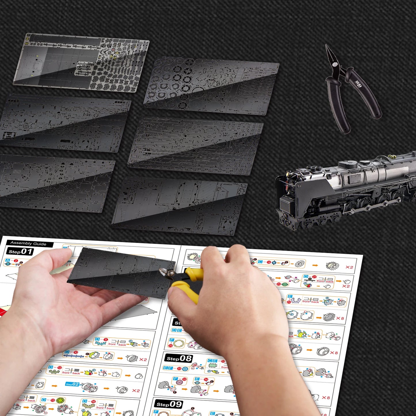 3D Metal Puzzles Class S-2 Locomotive DIY Kit Jigsaw Assembly Model Kits for Home Collection