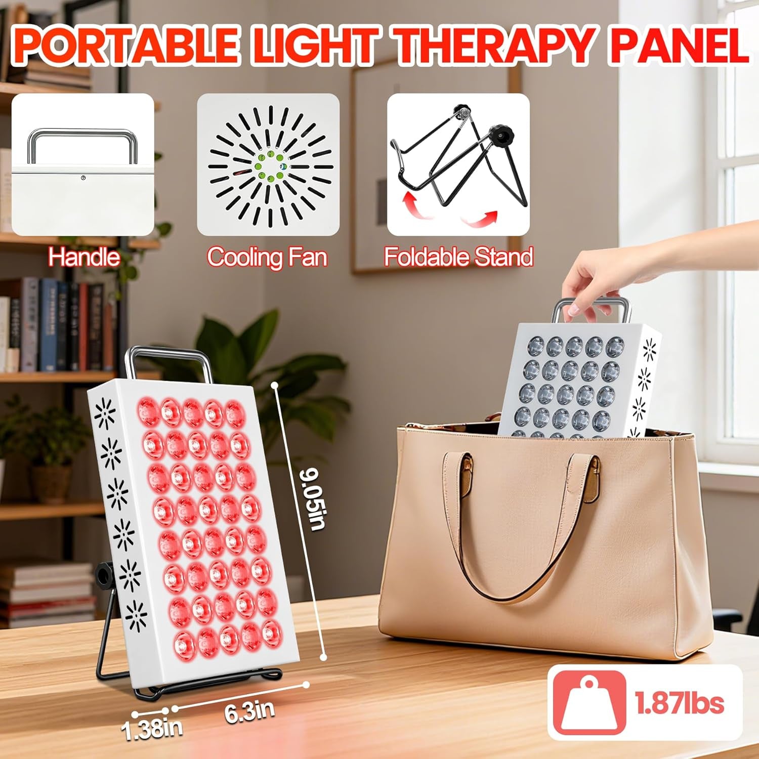Red Light Therapy for Face and Body, 660Nm & 850Nm near Infrared Red Light Therapy Panel with Adjustable Stand, Portable Dual Chip LED Red Light Therapy Lamp with Timer & 5 Brightness Levels