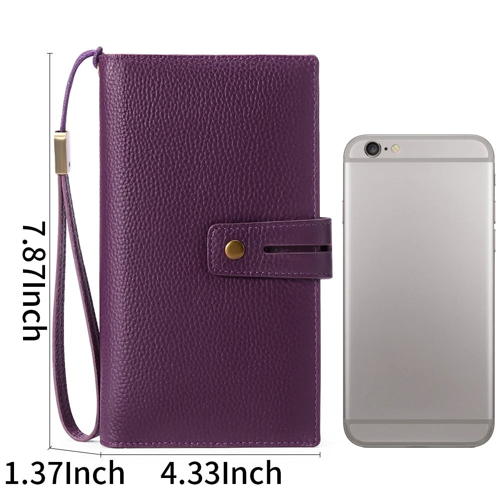 Women Wristlet Wallets Large Capacity RFID Blocking Leather Wallets Credit Cards Organizer with Checkbook Holder