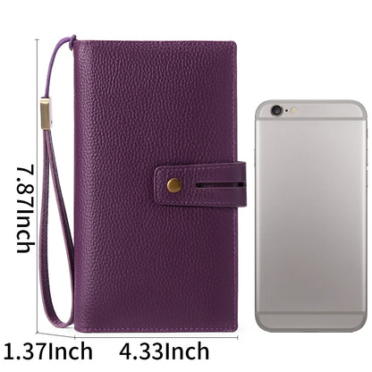 Women Wristlet Wallets Large Capacity RFID Blocking Leather Wallets Credit Cards Organizer with Checkbook Holder
