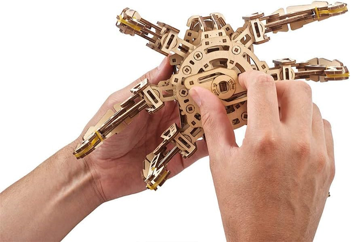 Hexapod Explorer 3D Puzzle - Walking Robot Wooden Model Kits for Adults to Build - Self-Propelled 6-Legged Mechanical Crawler Craft Kit - 3D Wooden Puzzles for Adults