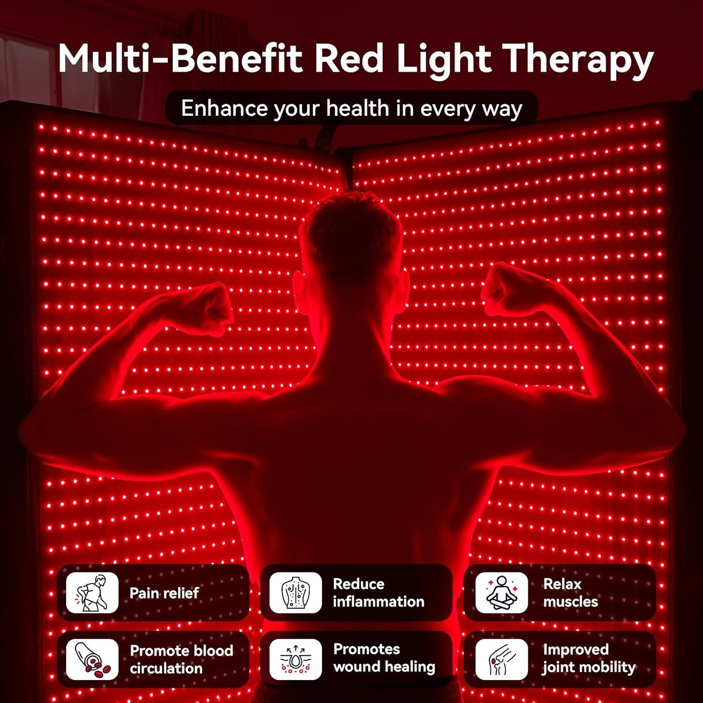 Extra Large Red Light Therapy Mat, High-Density Leds Full Body Red Light Therapy, 660Nm & 850Nm Dual Wavelengths, Foldable Red Light Therapy Blanket with Timer,74.6" X 33.3"