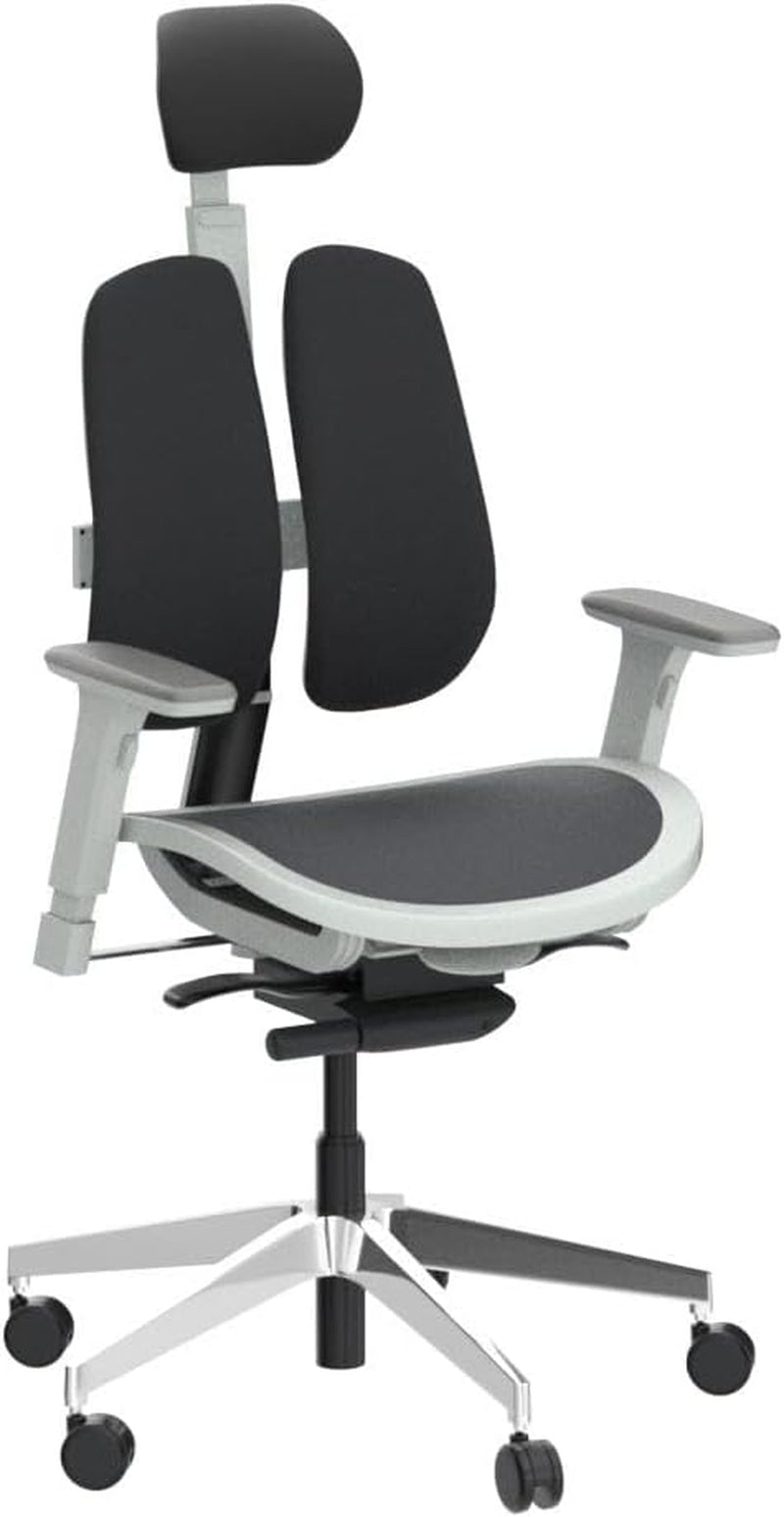 【Dual-Backrests】 Alpha - Ergonomic Office Chair, Breathable Mesh Office Chair, Synchronized Tension Tilt, Posture and Pressure Distribution, Fully Adjustable Headrest and Armrest (Black)
