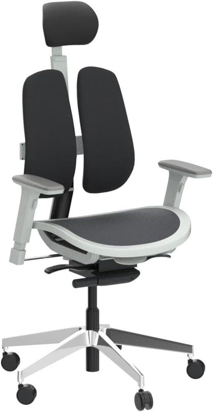 【Dual-Backrests】 Alpha - Ergonomic Office Chair, Breathable Mesh Office Chair, Synchronized Tension Tilt, Posture and Pressure Distribution, Fully Adjustable Headrest and Armrest (Black)
