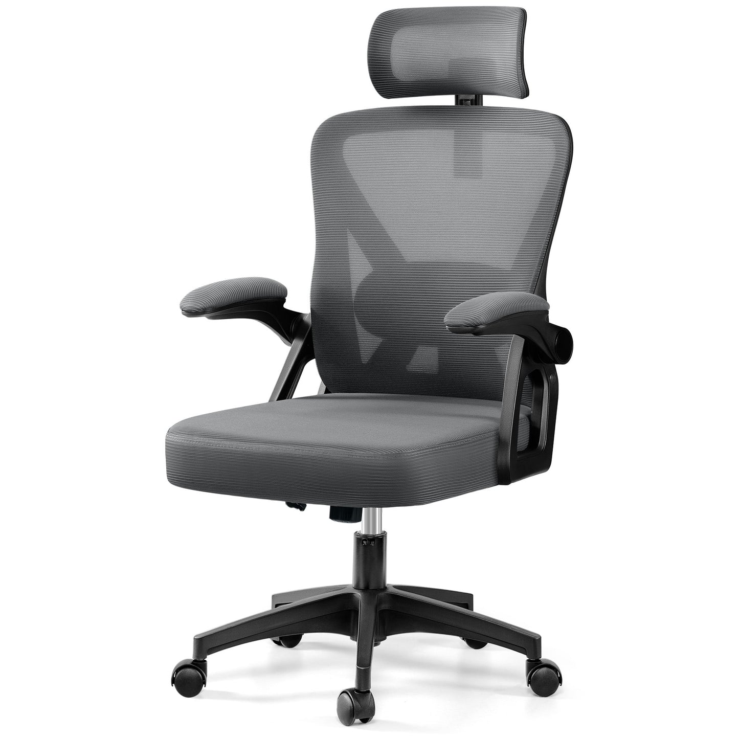 Ergonomic Office Chair, High Back Mesh Office Desk Chair with Headrest 500LBS, Executive Office Chair with Adjustable Aremrest, Home Office Swivel Desk Chair for Home Office, Dark Gray