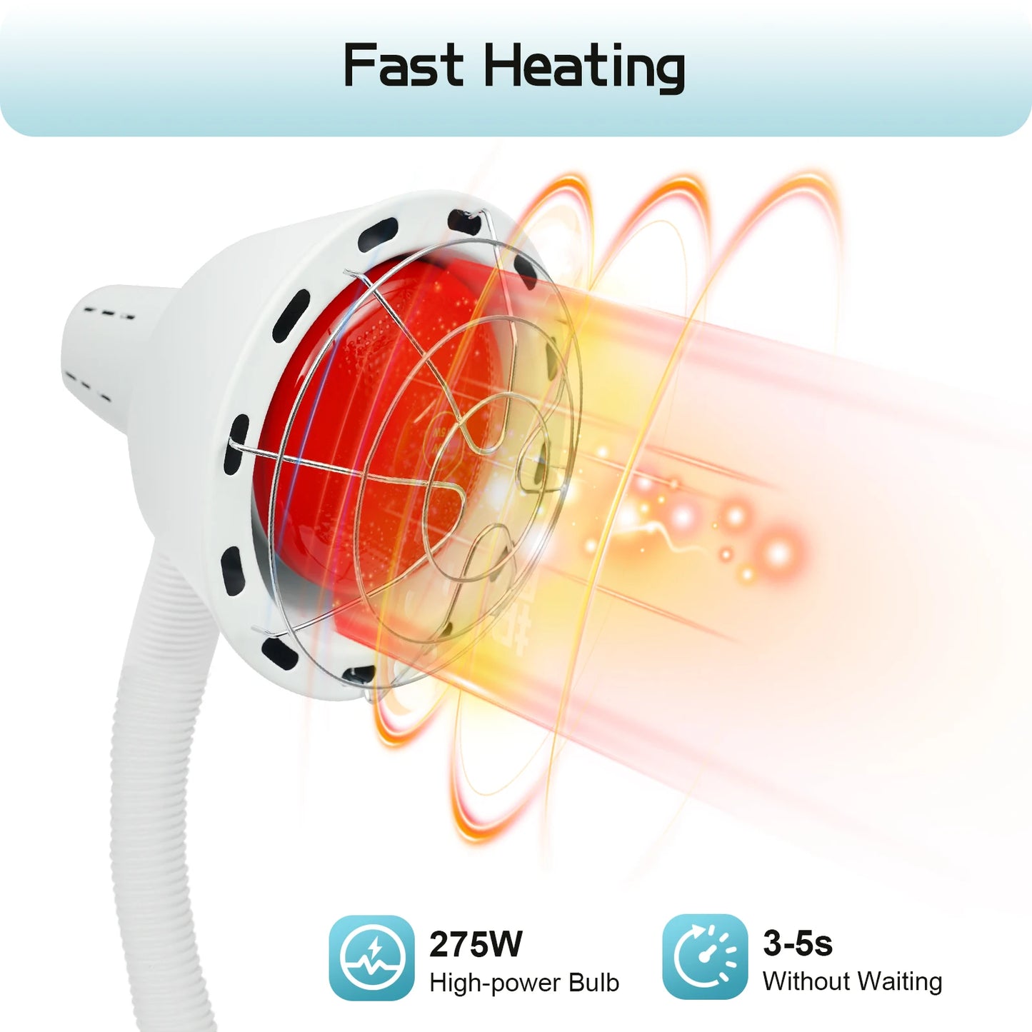 Far Infrared Light Therapy Lamp 275W Red Light Therapy Heat Lamp for Pain Relief 360° Rotatable Adjustable Light Therapy Tool