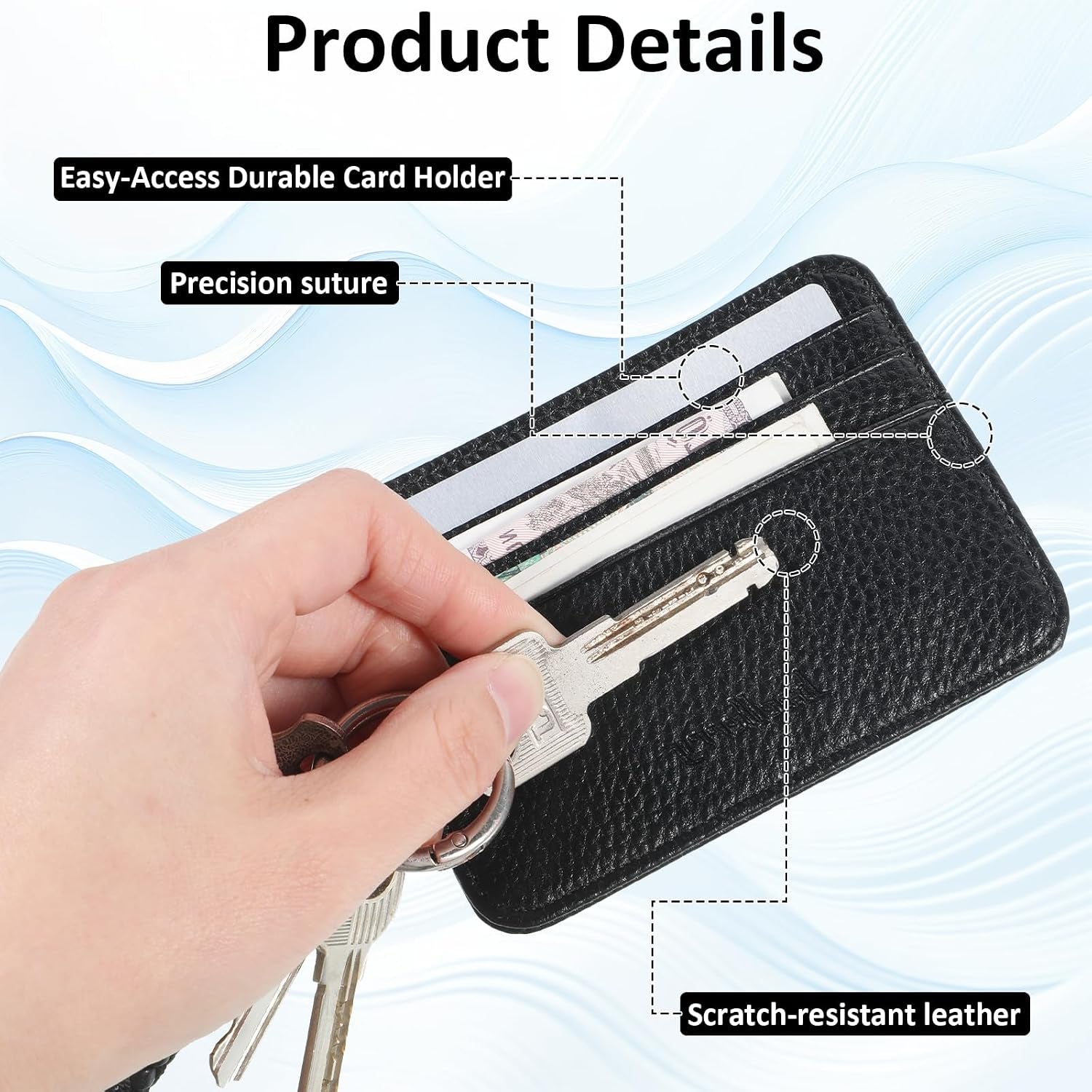 Credit Card Holder Wallet for Men Women, PU Slim Wallet with Id Window, Black Rfid Blocking Wallets Card Holder