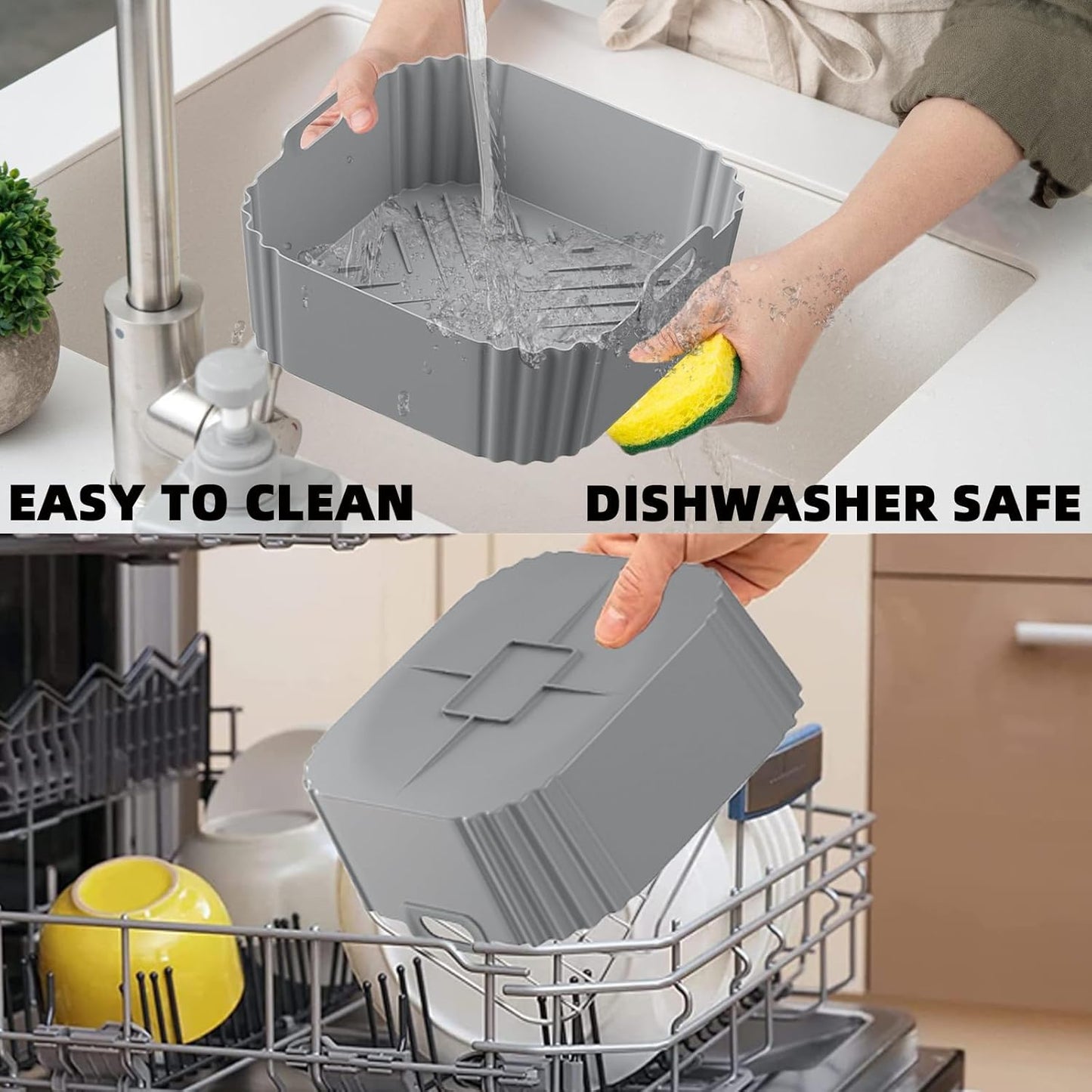 Silicone Air Fryer Liners for Ninja Pro XL AF141 AF140 AF181 Af180,2Pack 8.8Inch Square Airfryer Silicone Liners Reusable Basket for Cosori,Chefman,Instant Pot,Philips,Other 5-8QT Air Fryer