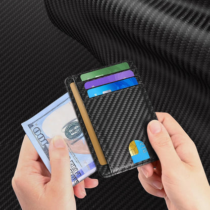 Slim RFID Wallets for Men Women, Minimalist Thin Front Pocket RFID Blocking Leather Wallets for Travel Work