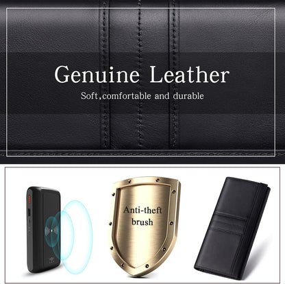 RFID Blocking Wallets for Women Leather Long Ladies Wallet Bifold Womens Wallet with Coin Pocket ID Window,Black