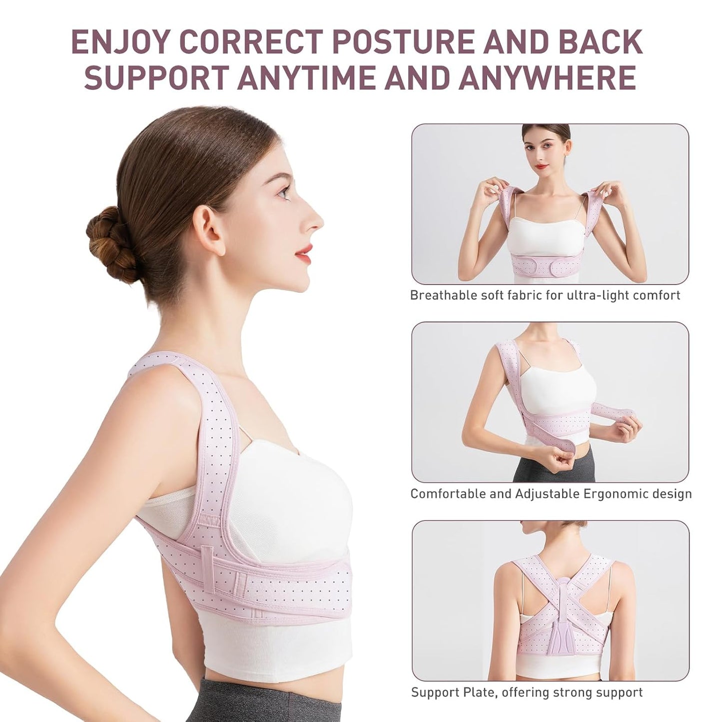 Posture Corrector for Women, Adjustable Back Brace for Posture, Back Posture Corrector Providing Pain Relief from Lumbar, Shoulder,Neck, and Clavicle, Back (L/XL 35-44 Inch)