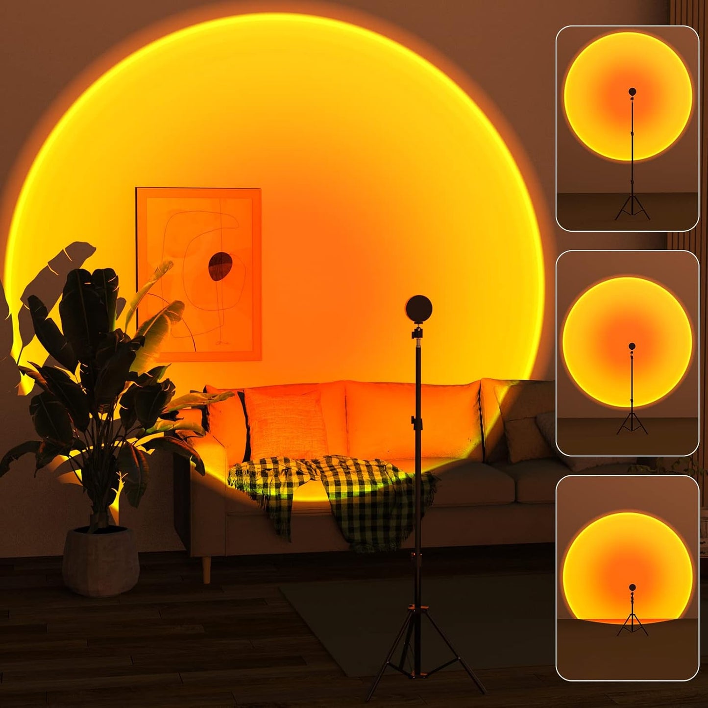 Sunset Floor Lamp Projection 140Cm Adjustable Stand Led Night Light 360 Degree Rotation Network Light with 3M USB Cable Floor Light for Living Room Bedroom