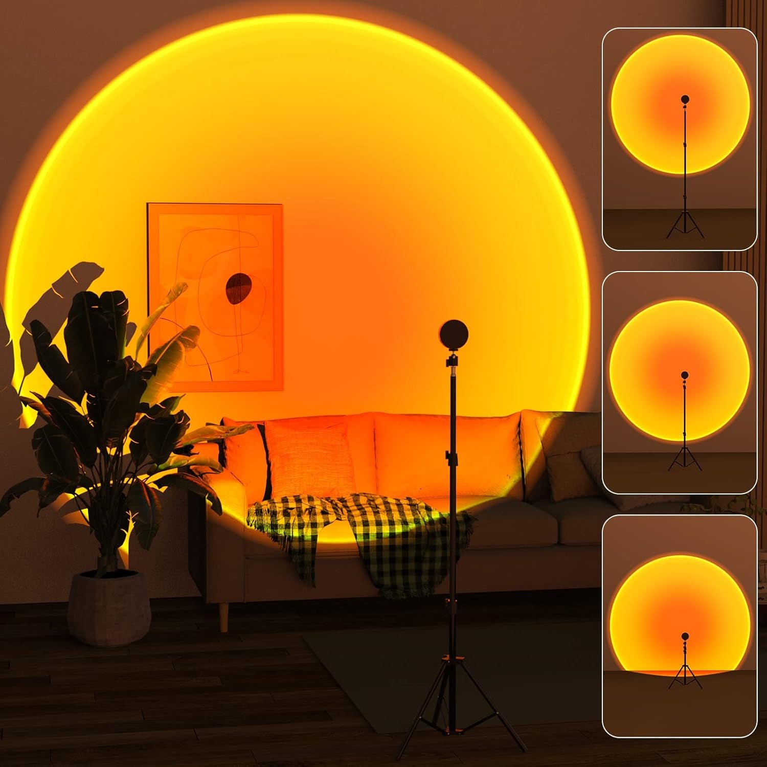 Sunset Floor Lamp Projection 140Cm Adjustable Stand Led Night Light 360 Degree Rotation Network Light with 3M USB Cable Floor Light for Living Room Bedroom
